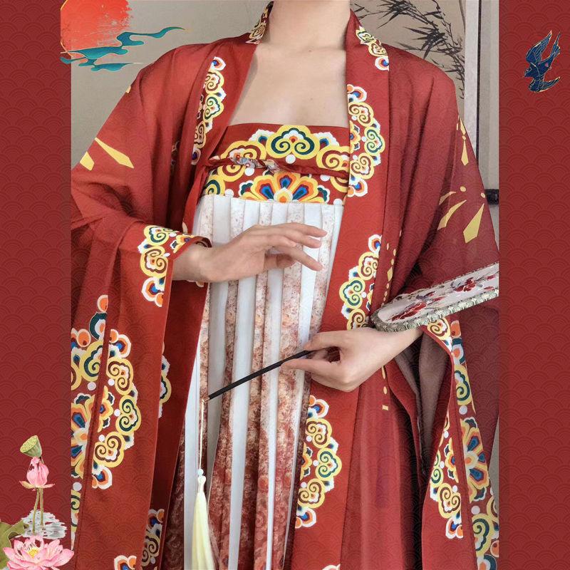 Oblek s velkým rukávem ve stylu čínské dynastie Tang Celý set Hanfu