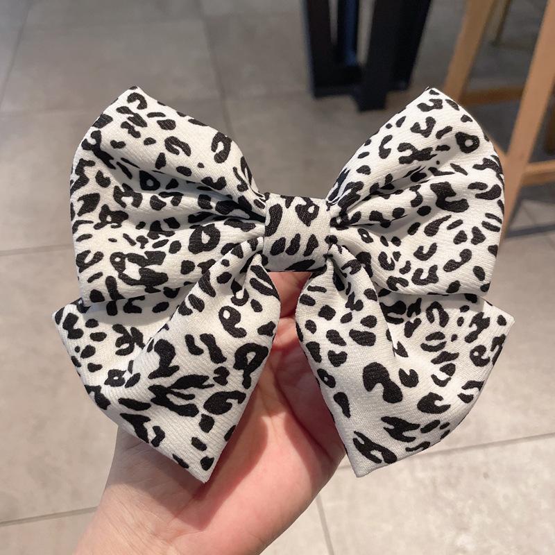 

Sexy Leopard Print Bow Hair Clip Women Large Bowknot Satin Hairpin Barrettes Girls Ponytail Clip Hair Accessories Headwear Gift белый