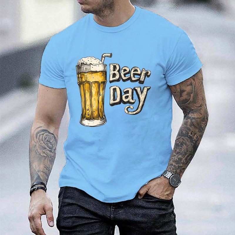 Unisex Crew Neck Beer Day Beer Mug Art Graphic Short Sleeve Cotton Tee Casual Summer Streetwear Loose Basic Daily Outdoor Wear Top