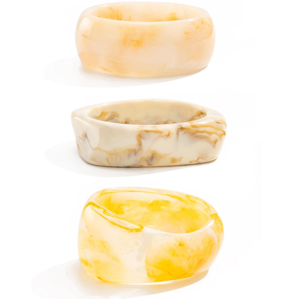 Ingemark 3 Styles Elegant Beige Resin Bangle for Women on Hand New Fashion Statement Boho Charm Bracelets Daily Jewelry Gift