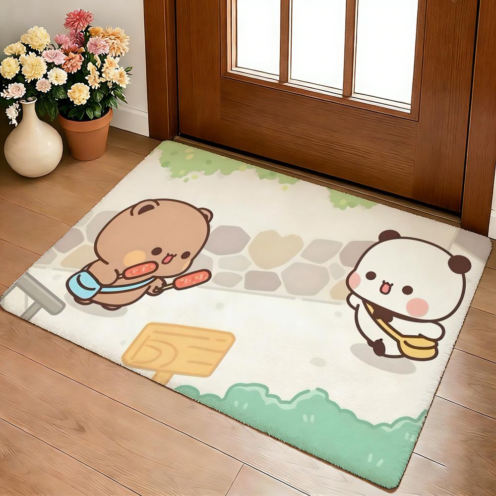 Bubu and Dudu Cute Floor Mat Cozy Flannel Soft Thick Non-Slip Mat for Living Room Bedroom Kitchen Decor Rugs