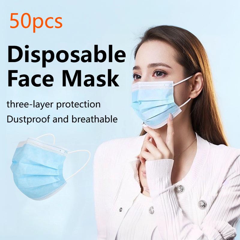 50pcs Masks Disposable Face Mask Dust Mask Security Protection Respirator Health Safety Masks Activated Carbon Protective Mask