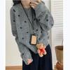 Damen Koreanischer Gepunkteter Strickcardigan - Herbst/Winter 2025, Lockerer Schnitt, Weich & Flauschig