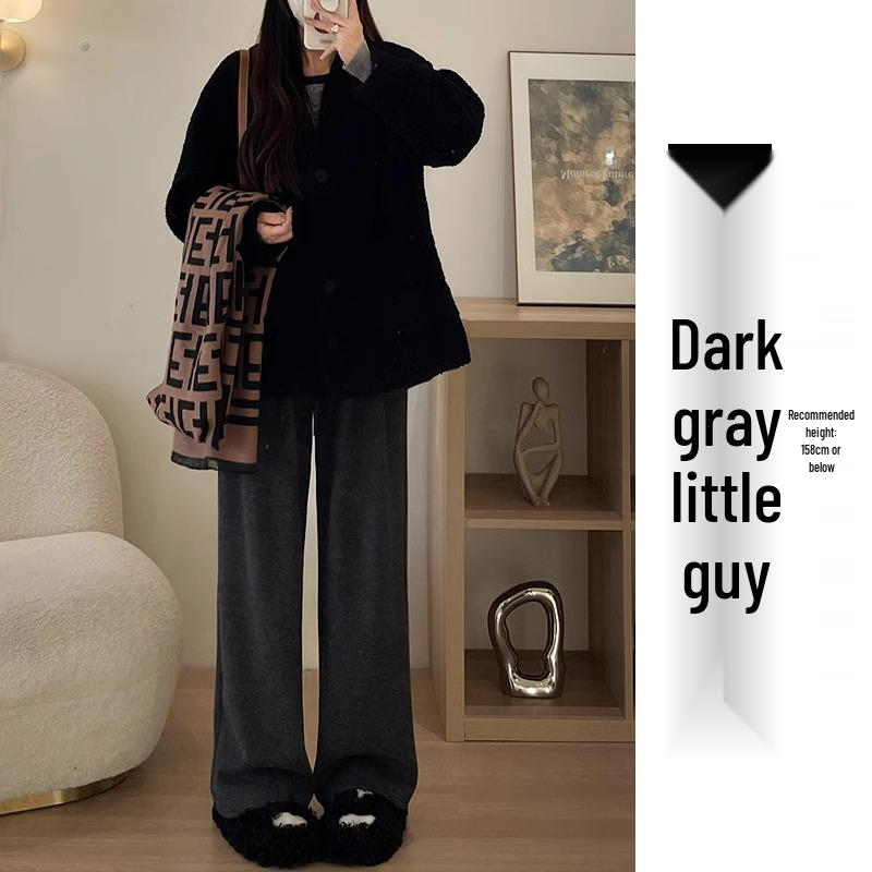 Petite Women's High Waist Oatmeal Wide Leg Pants XS - Spring/Autumn Casual Straight Leg