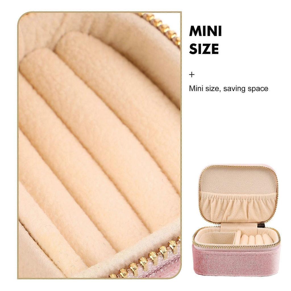 Velvet Jewelry Travel Case - Multicompartment Jewelry Box With Zipper For Rings Earrings Pendant Bracelet Storage - Portable Compact Travel Organizer 