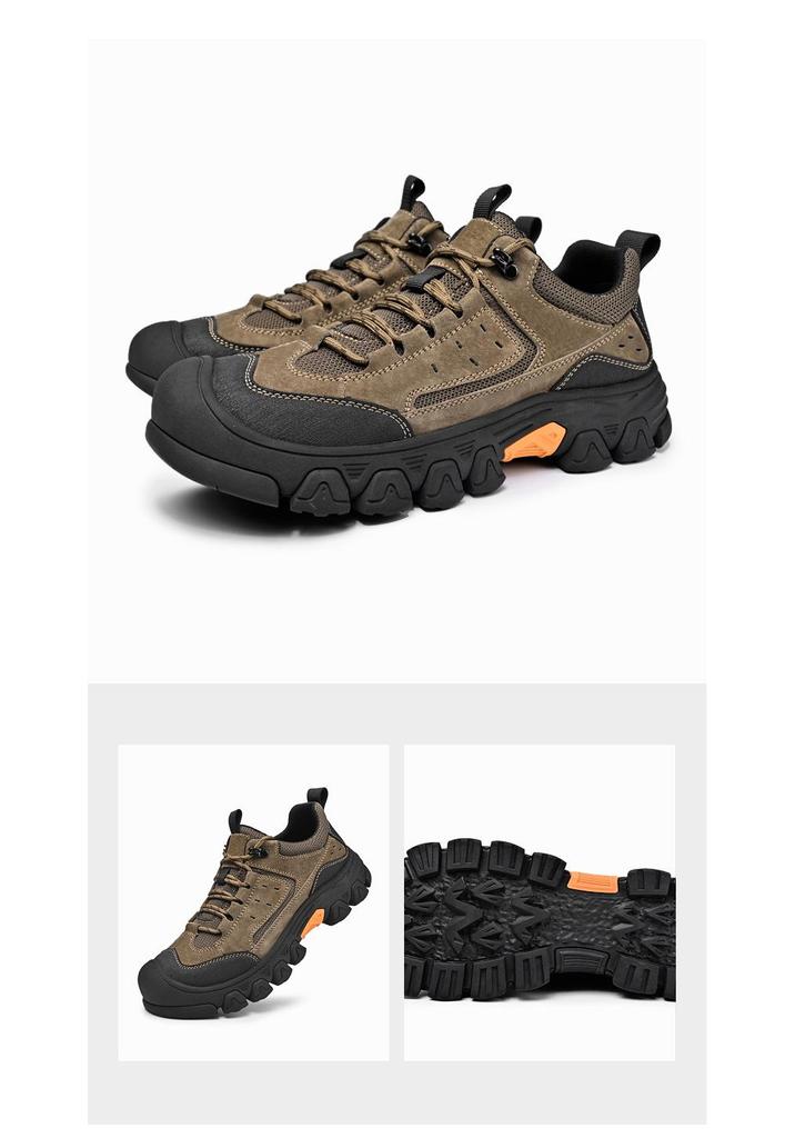 Men's Low-Top Hiking Shoes with Non-Slip Toe Cap, Thick Soft Sole, and Lace-Up Design – Ideal for Outdoor Casual Wear.
