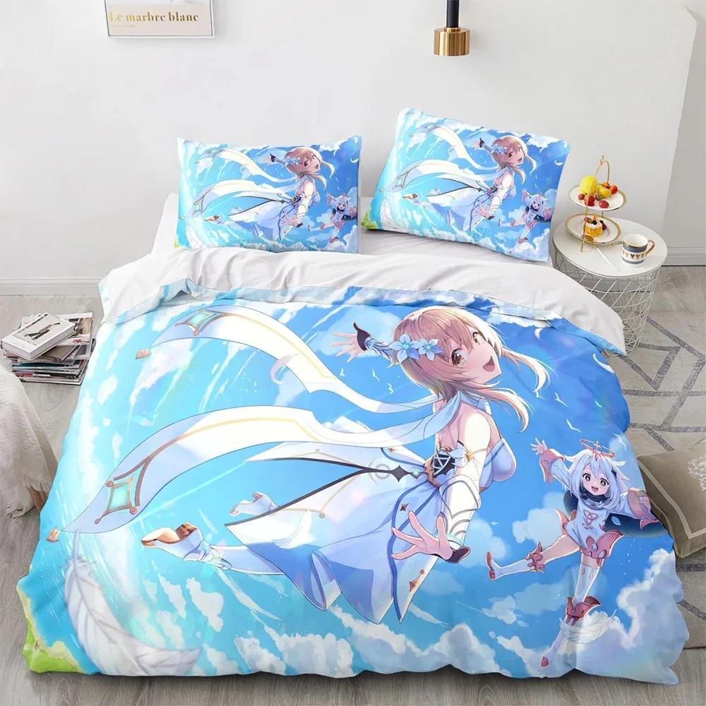 Genshin Impact Bedding Set Game 3d Print Bed Linen Quilt Soft Duvet Cover Sets Home Textile Queen King Size Girl Kids Room Decor