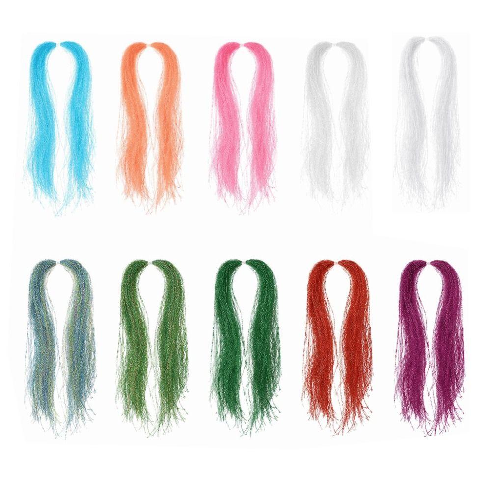 10 Packs Crystal Flash Fly Tying String Materials 35cm 10 Colors Fishing Lure Tying Material Lightweight