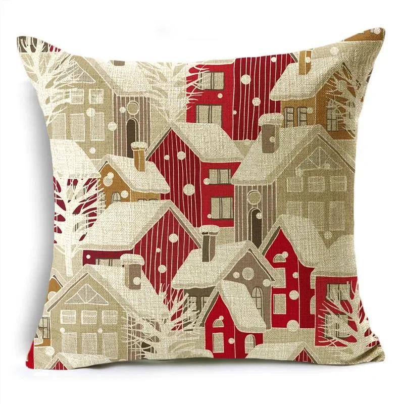 Frohe Weihnachten Pflanzen-Serie Kissenbezüge 40/45/50cm Santa Rentier Schneeflocken Kissenbezug für Sofa Couch Heimdeko