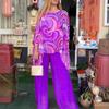 2026 Summer Chiffon Two-Piece Set: Casual Round Neck Print for Women