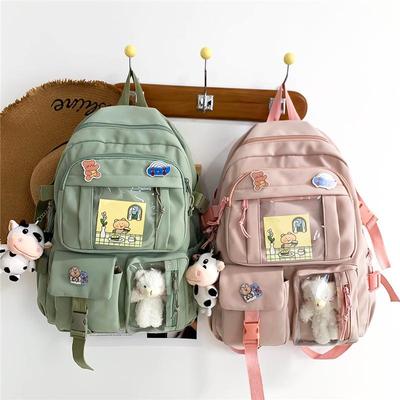 Mochila Estudantil Estilo Coreano para Mulheres - Bolsa Escolar Harajuku em Tecido Oxford para Ensino Fundamental e Médio