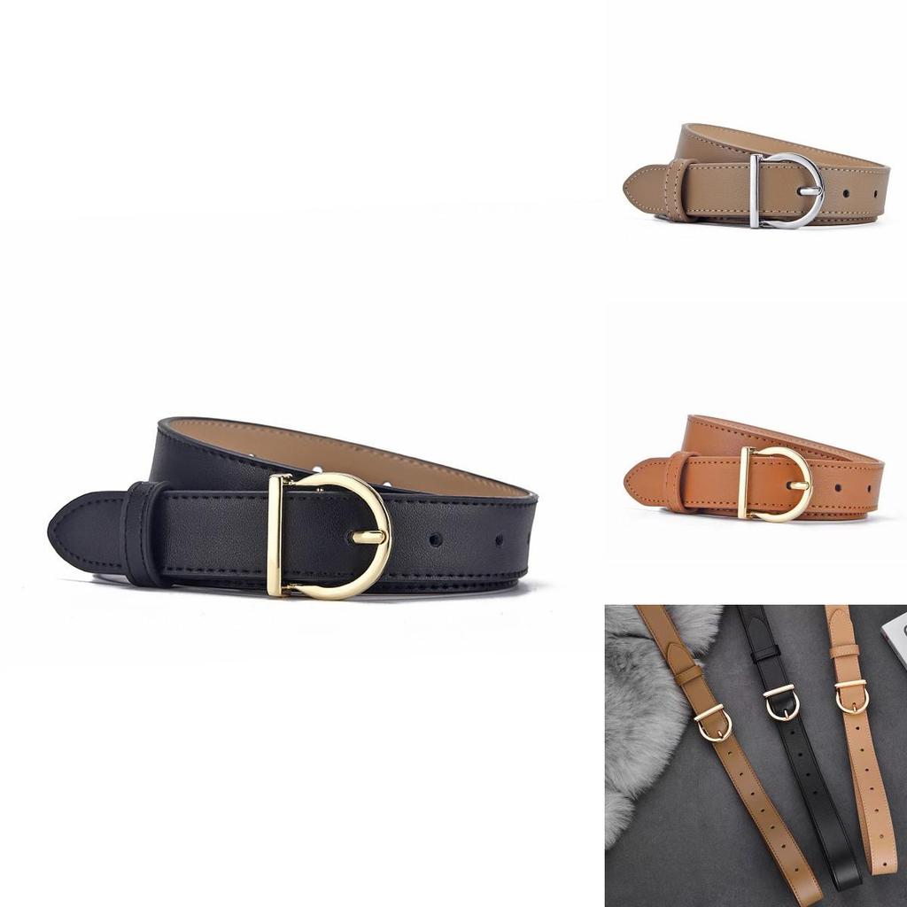 Fashion Ladies Pu Belt With Alloy Circular Buckle For Casual Office Wear