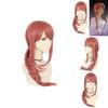 Peluca Cosplay Makima de Chainsaw Man Trenza Rosa Cabello Sintético Largo y Suave Para Fiesta de Halloween