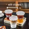 Disposable Coffee & Milk Tea Cups with Lids, Straws & Stickers
