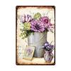 Flowers Metal Tin Sign Retro Plates Rose Peony Lavender Art Plaque Vintage Poster Garden Room Home Wall Decor Gift