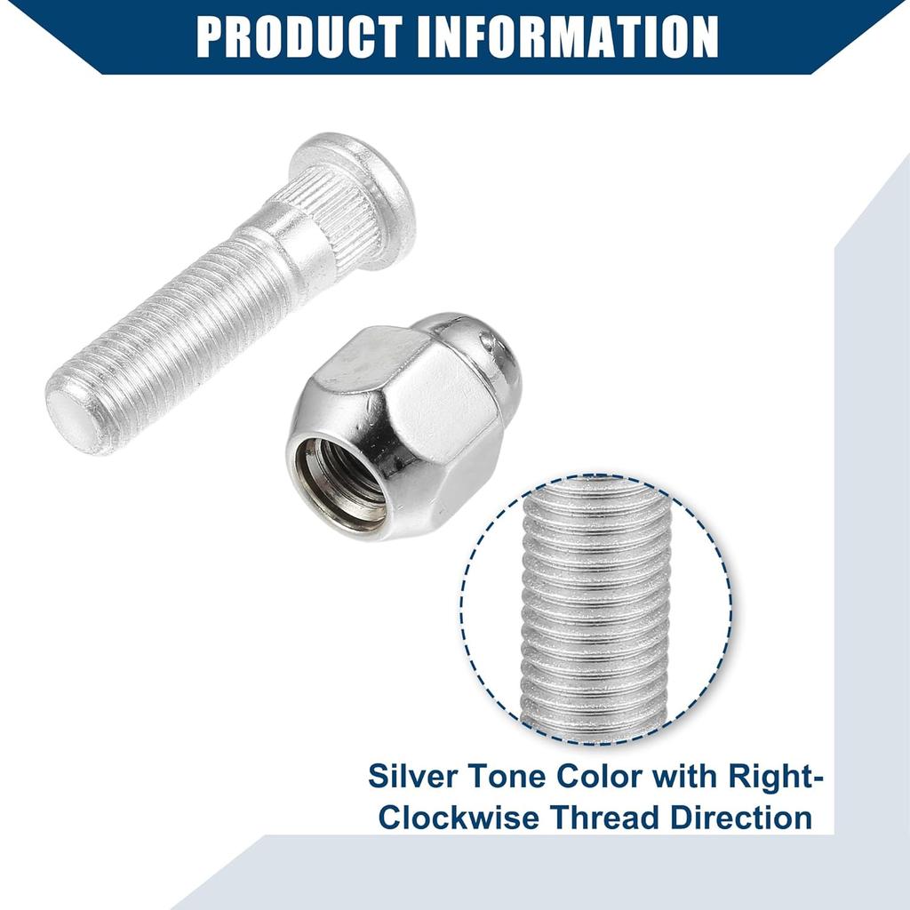 No.52950-14140/52950-M1000 M12-1.5 Wheel Stud Bolt for Hyundai Elantra Santa Fe for Kia Forte Rio/Front Rear Left Right Wheel Lug Stud/Alloy Steel