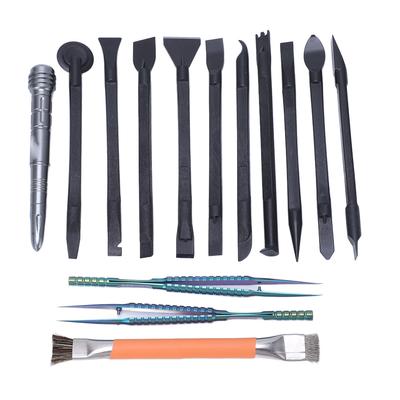 14 Pcs Electronics Repair Tool Kit Spudger Screen Breaker Brush Straight Bend Tweezers Set for Mobile Phone PCB Solder
