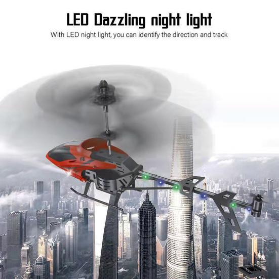 Remote Control Helicopter Toy 2.5 Channel Automatic Obstacle Induction LED Cordless Rechargeable Lightweight Kids Boys Mini RC Airplane Aircraft Toy