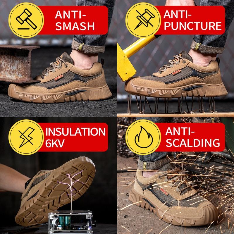 Insulation 6 anti-smashing and anti-piercing plastic head rubber sole wear-resistant and dirt-resistant electrical shoes men's breathability