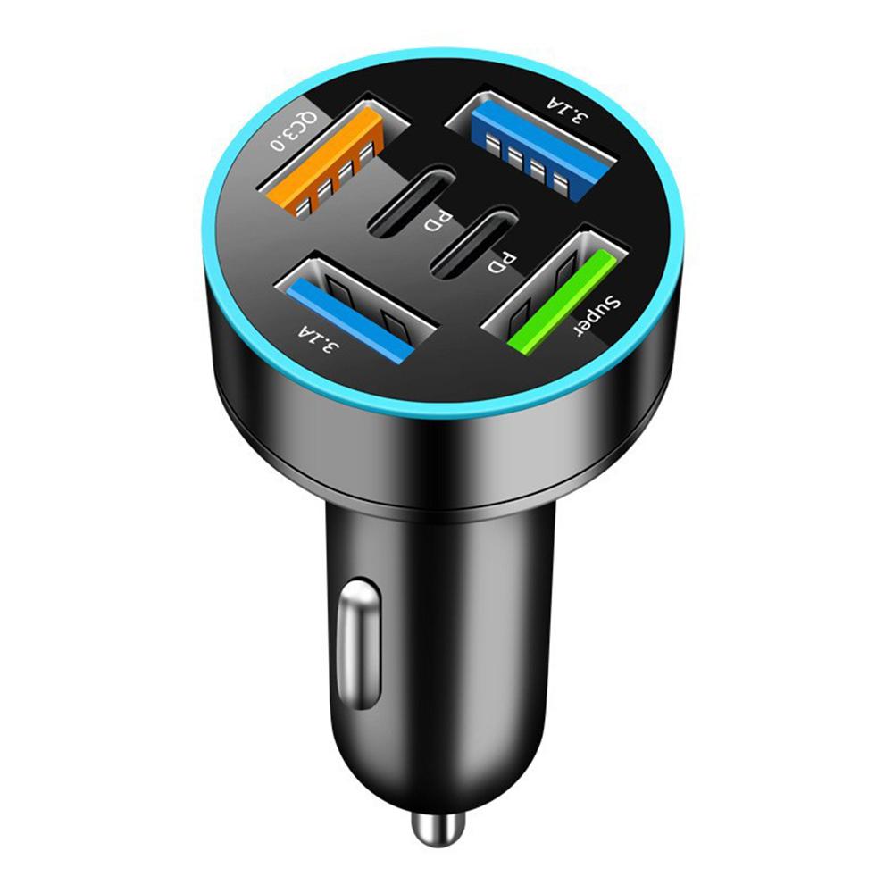 250W 5 Ports Car Charger Fast Charging PD QC3.0 USB C Car Phone Charger Adapter With Voltage For iPhone Samsung Huawei Xiaomi