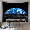 VIKAMA Moon View Earth Tapestry Blue Planet Moon Surface Living Room Sofa Backdrop Room Decor Home Furnishings