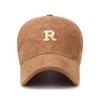 Solid Color 3D Letter R Corduroy Baseball Cap - Adjustable Fall/Winter Fashion Hat