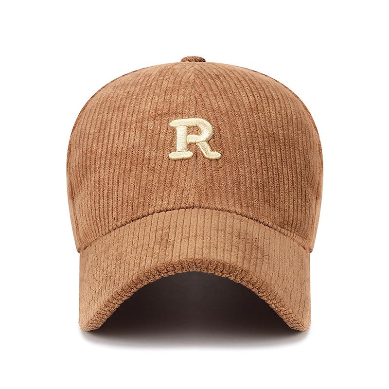 Solid Color 3D Letter R Corduroy Baseball Cap - Adjustable Fall/Winter Fashion Hat
