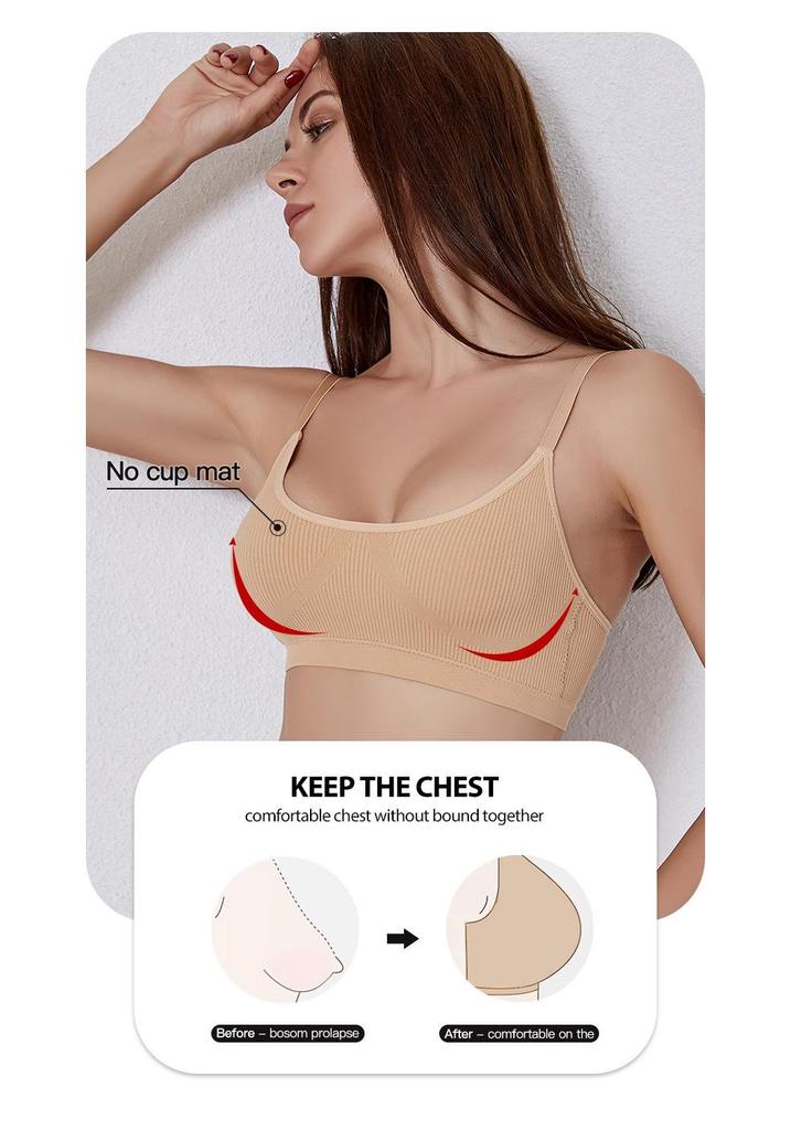 Drahtloses Push-up-Camisole-BH-Set für Damen: Nahtlose, gepolsterte, bequeme Nachtwäsche zum Schlafen, Schöner Rücken, Große Größen, Teenager