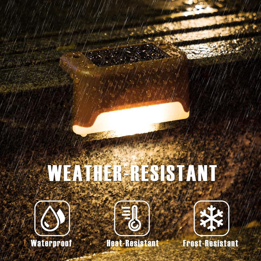 Solar-Terrassenleuchten für den Außenbereich, 16er-Pack, Solar-Stufenleuchten, wasserdichte LED-Solarleuchten für Außentreppen, Stufen, Zäune, Höfe, Terrassen und Wege(Warmweiß)