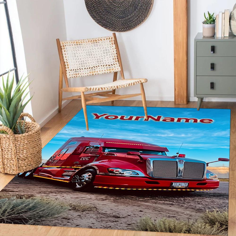 Peterbilt Heavy Trucks Personalized Name Floor Rug Office Rug Perfect for Hallway Entryway Decorate room Kitchen Antislip Carpet Decorate Offices