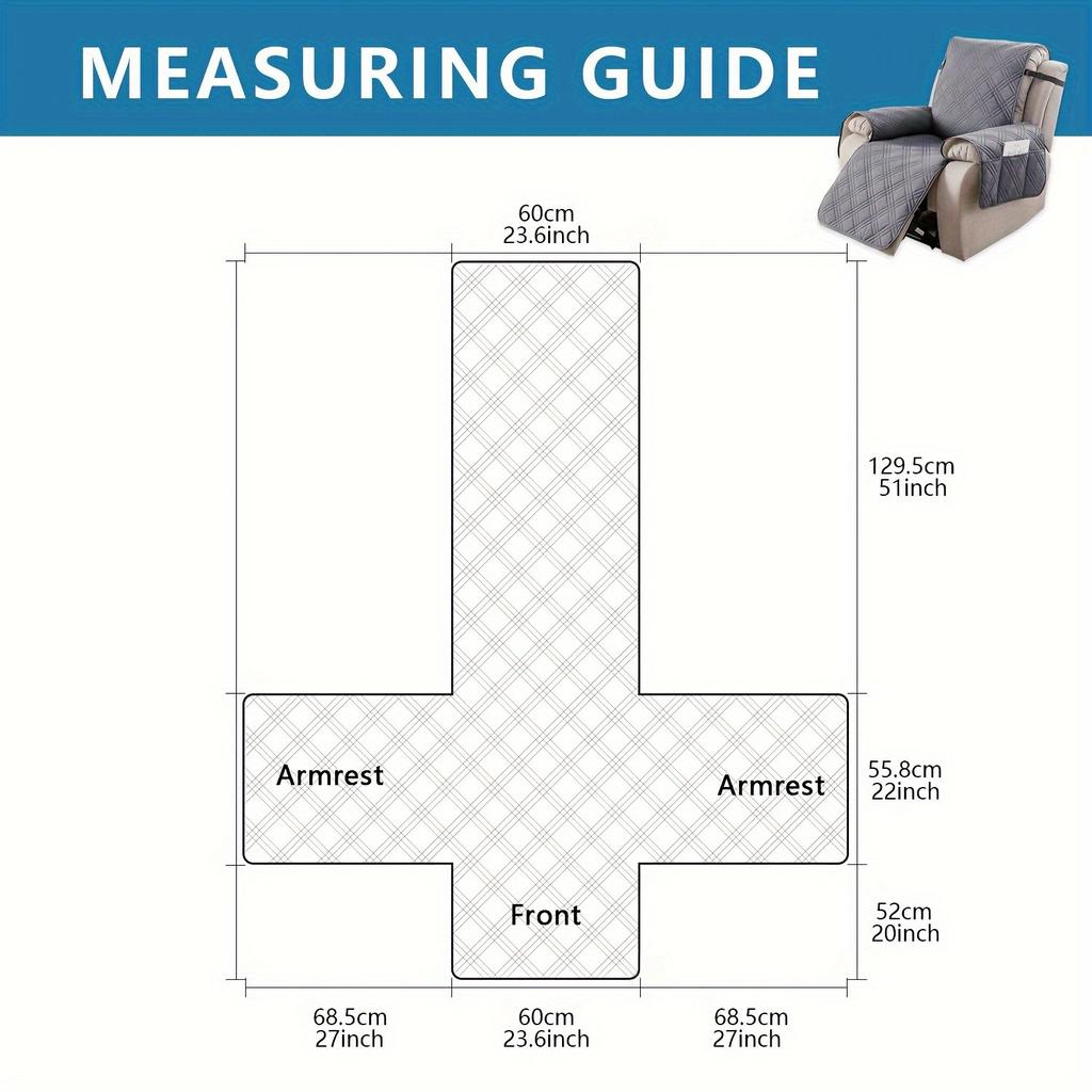 Waterproof Recliner Cover, Non-slip Recliner Cover with Pockets, Pet Scratch-proof Sofa Cover, Washable Furniture Protective Film, Easy To Install