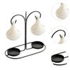 Double Ceramics Pot Hanging Essential Oil Burners Metal Tealight Holder Rack for Bedroom and Living Room Table Decors