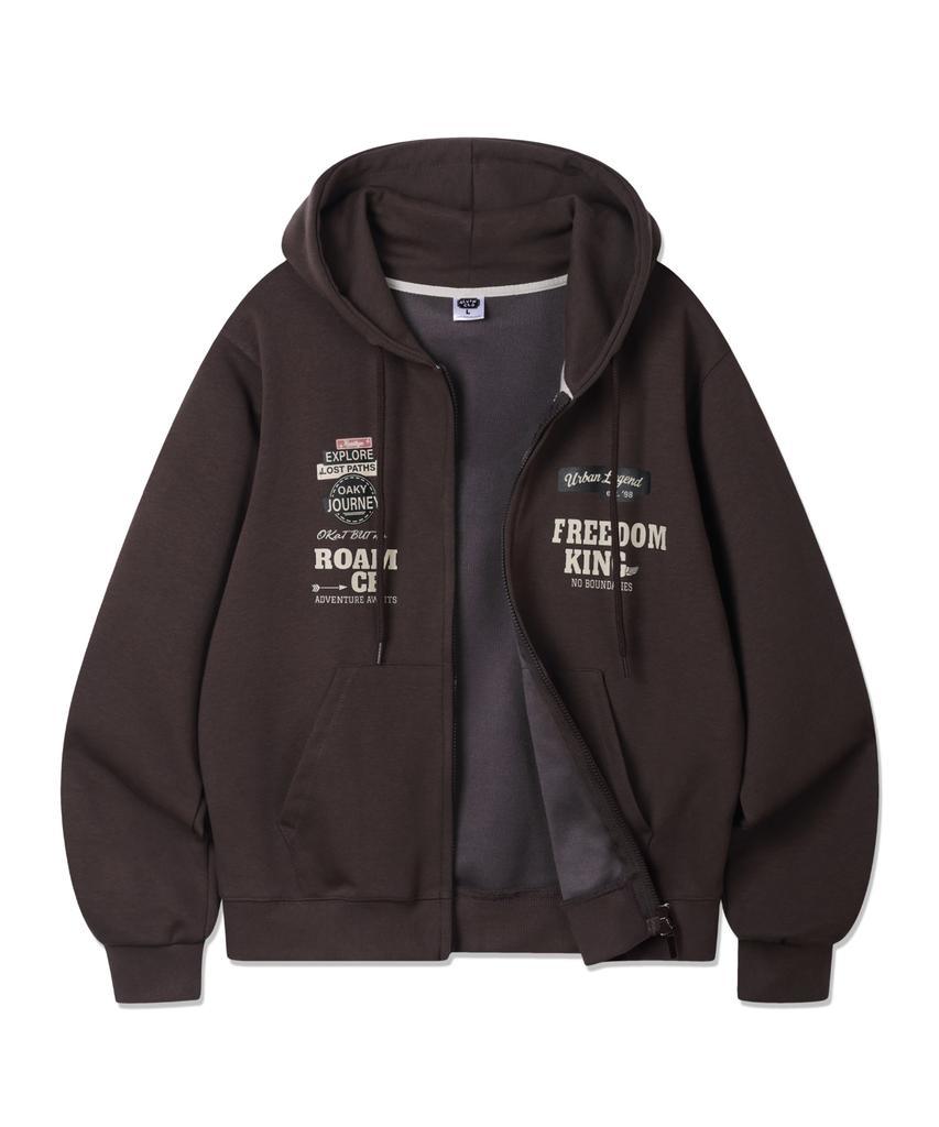 Alvinclo Patch Print Two-Way Zip-Up Hoodie Azh773 (3 Colors)