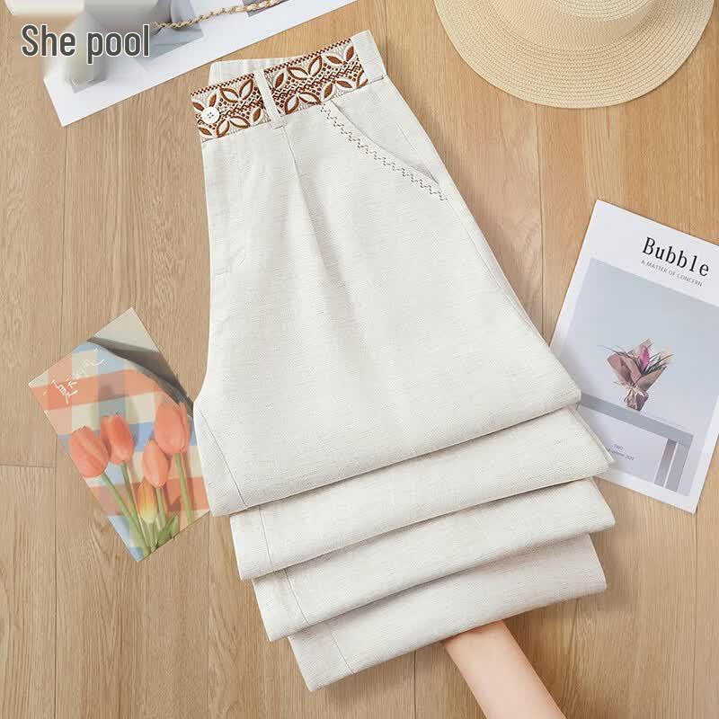 

Women s High-Waisted Lyocell Linen Straight-Leg Pants M