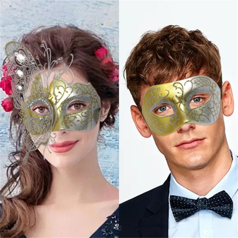 2Pcs Glittering Metal Butterfly Face Mask Fashionable Costume Accessory Halloween And Costume Face Covering For Adults