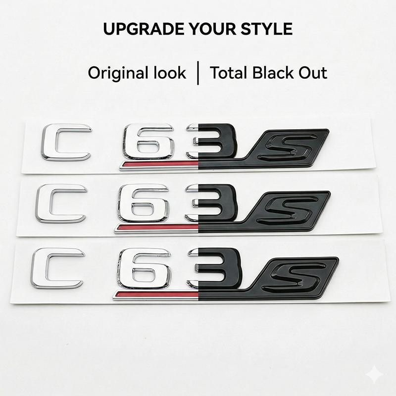 3D C63S Letters Rear Trunk Badge Emblem Decal For Benz W205 C Class C63 S AMG Car Styling Accessories Gloss Black Chrome