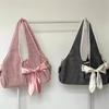 Сумка Harajuku великої місткості Жіноча сумка Fairycore Aesthetic Bow Chic Grey Handbag Жіноча вінтажна мила сумка через плече