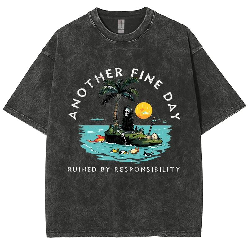 

Испорченный ответственностью Еще один прекрасный день Футболки Мужские Женские Футболка Харадзюку Повседневные топы Уличная одежда Футболки Футболка S