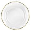 Gold Beaded Round Glass Dinner Plate Chargers with Wedding Decor Placemats Set of 24