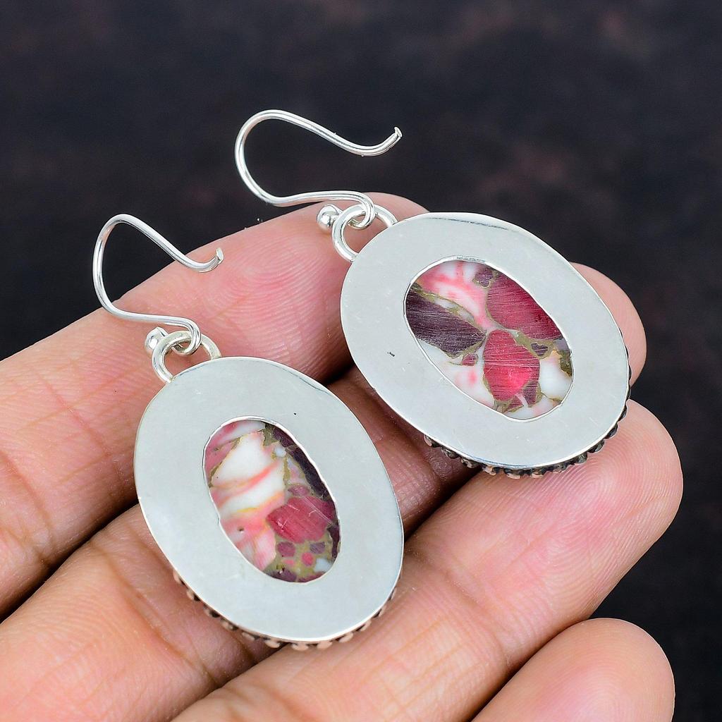 Kingman Red Mohave Copper Turquoise Earring Gemstone Dangle Earrings Handmade Boho Jewelry 925 Sterling Silver Earring Wedding Gifts for Her