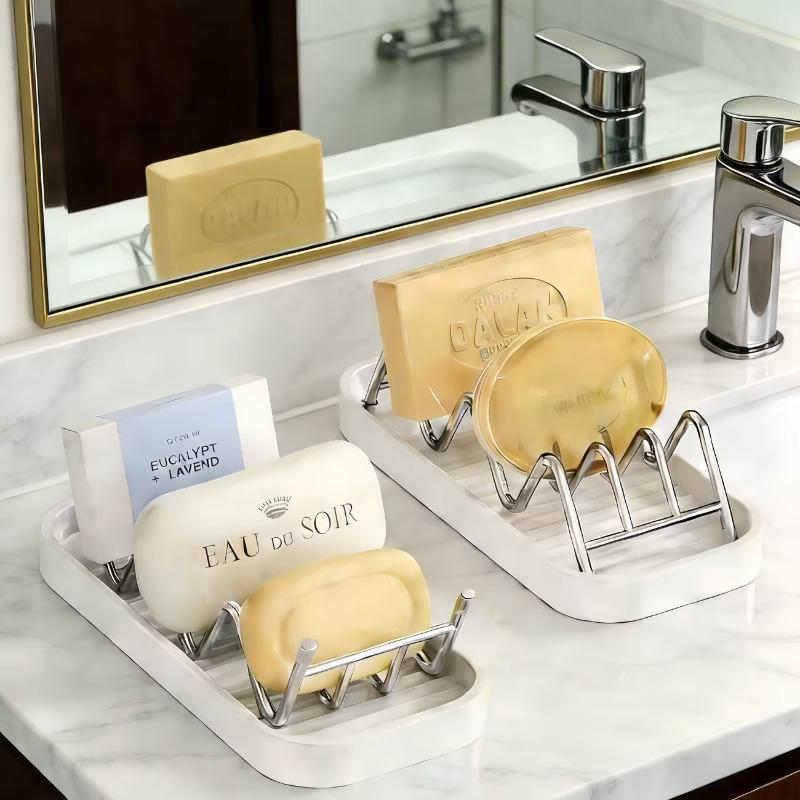 1-10Sets Multi Purpose Soap Holder with Drainage Bathroom Countertop Soap Dish Kitchen Sponge Scourer Storage Rack Tray