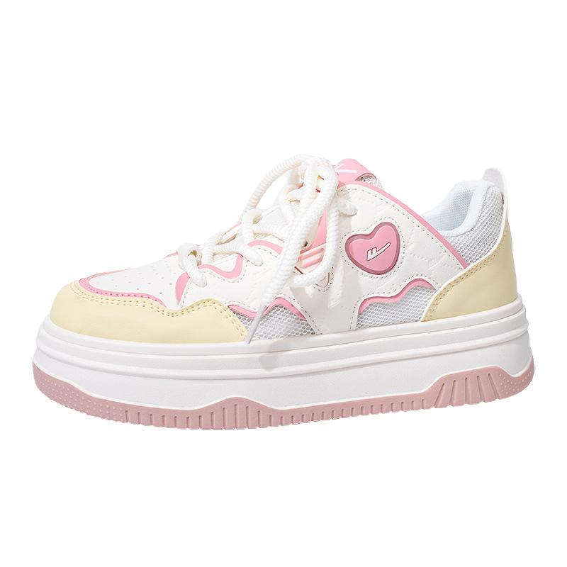 

Соединение контрастной сетки, кроссовки, дофаминовые, милые, на платформе, повседневные, уличные, дышащие, женская обувь высокой ценности 40