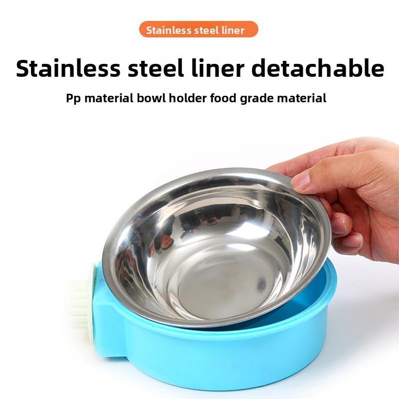 Pet Bowl Feeder, Dog Cage Hanging Fixed Cat Bowl, Dog Bowl, Pet Stainless Steel Dog Bowl