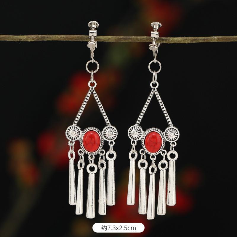 

Спиральные безболезненные клипсы для ушей женские ретро длинные серьги с бахромой богемные серьги украшения для ушей без проколов