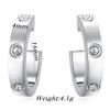 Orecchini Geometrici a U con Strass Moda Europea Americana, Orecchini a Bottone Cuore di Pesca in Acciaio di Titanio Acciaio Inossidabile 4MM