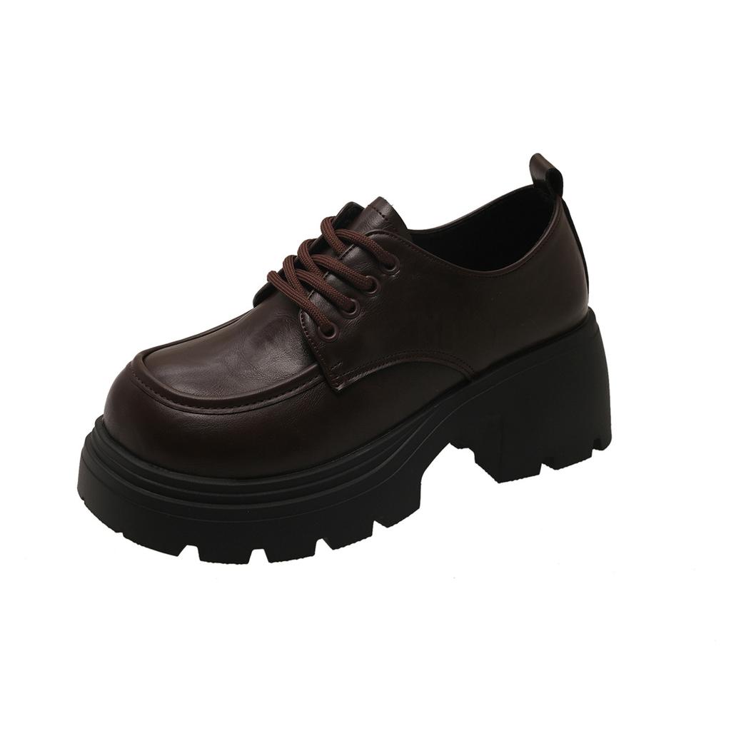 British style small leather shoes women's 2025 summer new retro Japanese thick-soled heightening lace-up Internet celebrity loafers women's singl