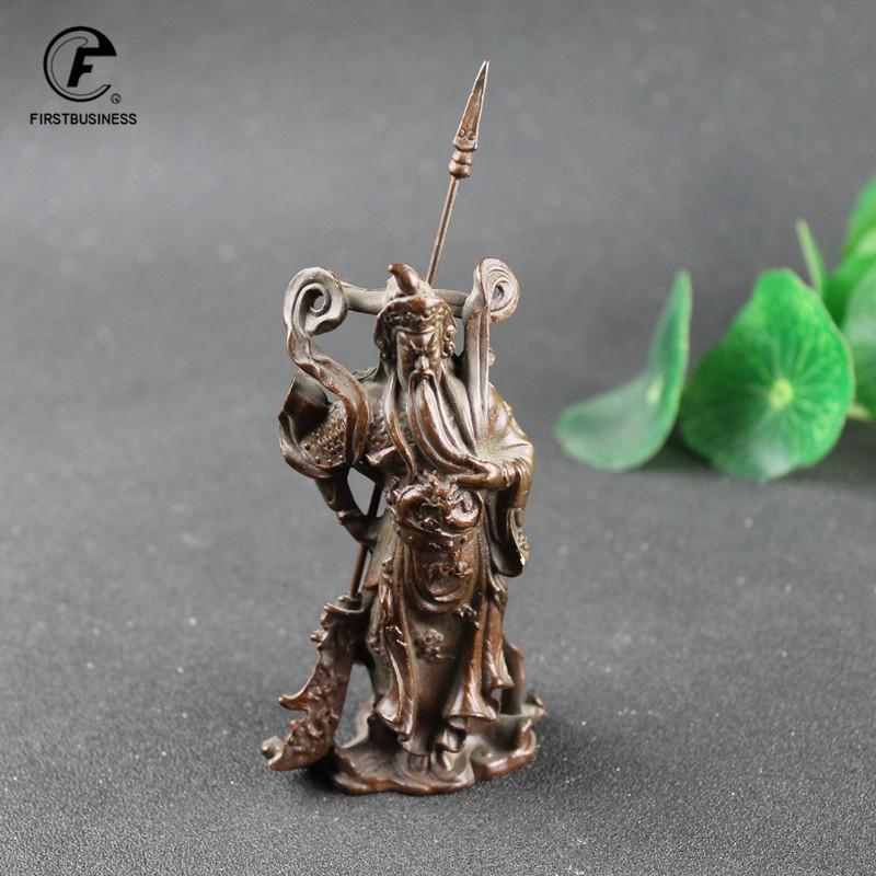 Antique Bronze Guan Gong Statue Ornament Pure Copper Buddha Figurines Miniatures Home Decoration Accessories Crafts Collections