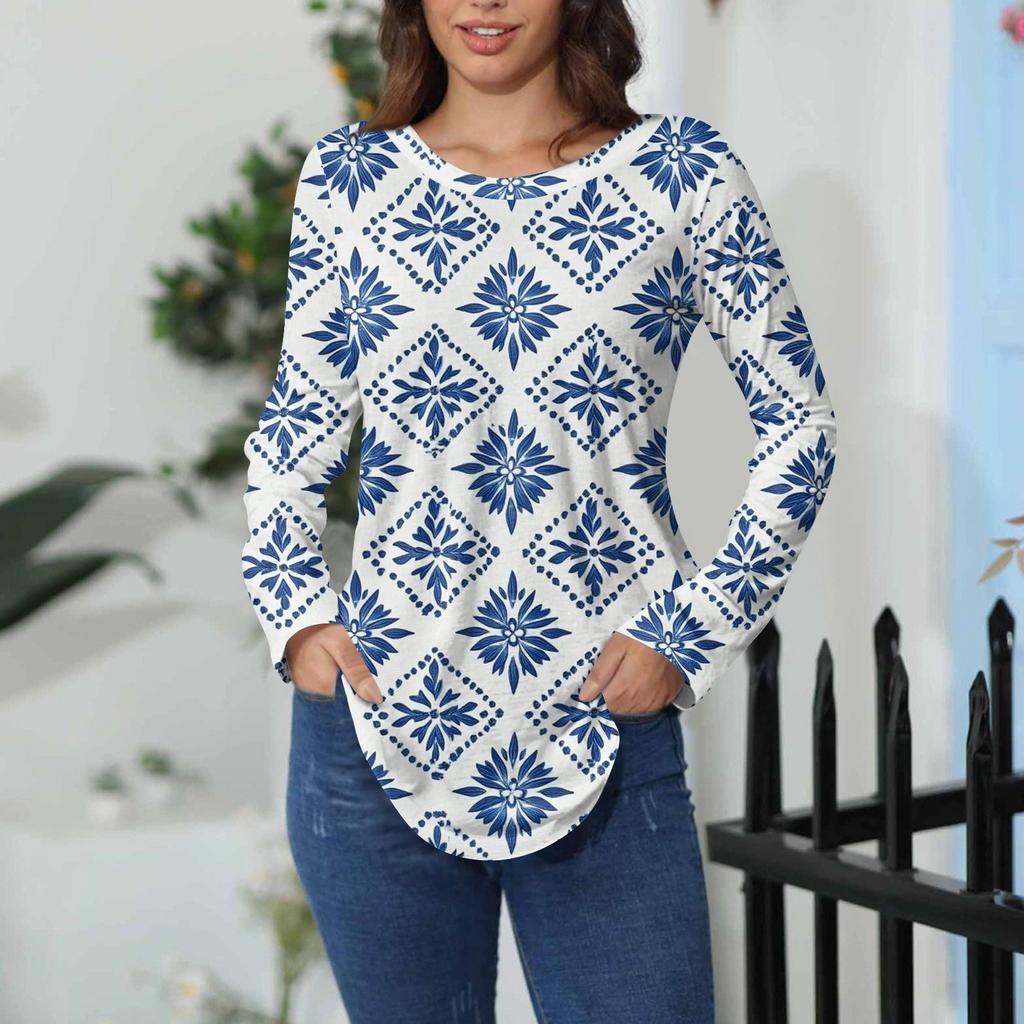 Tee Shirts For Women Fall Casual Long Sleeve Shirts Sweatshirt Vintage Graphic Printing Top Pullover Valentine's Day