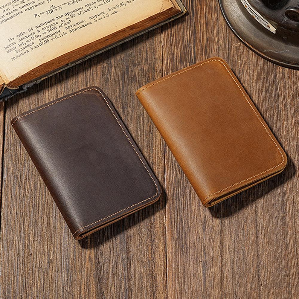 Handmade Leather Cards Holder Vintage Style Minimalist Leather Credit Card Wallet Id Wallet for Men Protector Sleeve