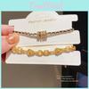 Gold Plated Gourd Bracelet With Geometric Design For Fashionable Women